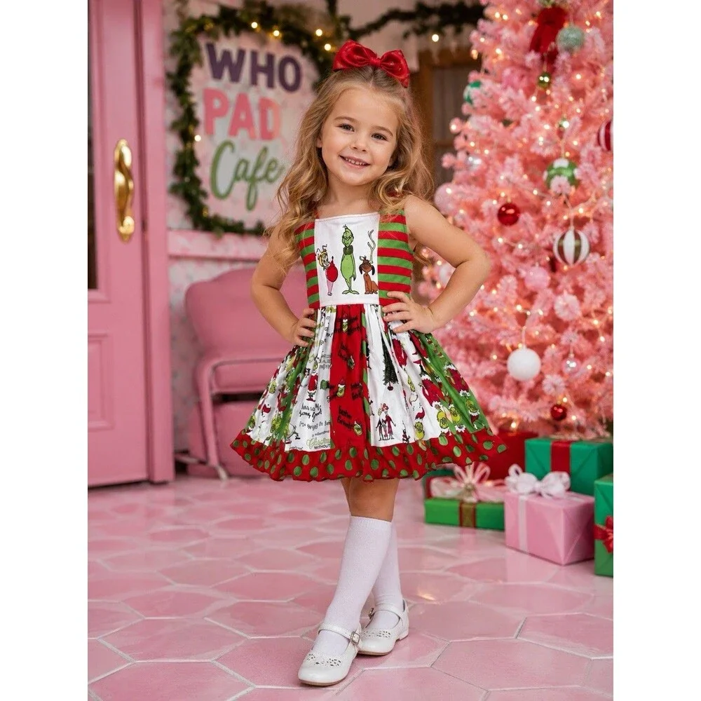 Los Angeles Boutique Grinch Twirl Christmas Dress Party Casual Cute Whoville 4T